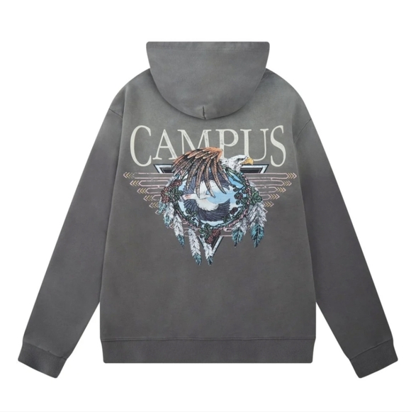 NWT Campus Goods Dreamcatcher Hoodie (Sun Fade Wash Grey) - Picture 3 of 4